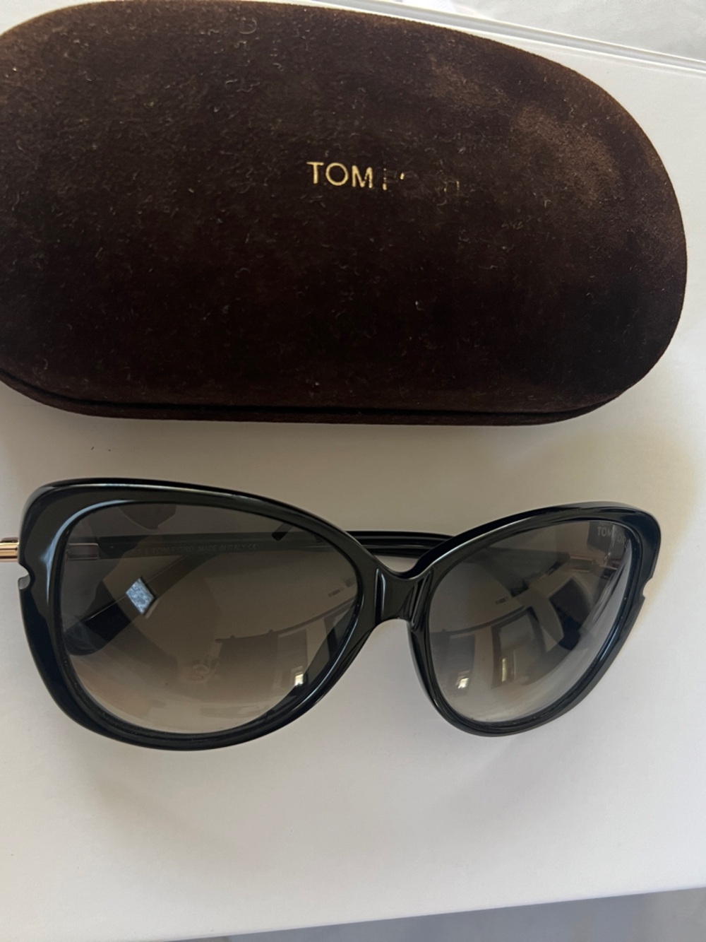 AUTHENTIC Tom Ford Black Sunglasses with Brown Case